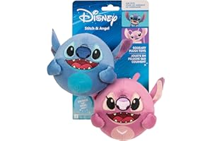 Disney Stitch and Angel Plush Dog Toy 2-Pack - Two 3.5-Inch Plush with Squeakers Inside