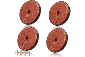 AGRISHOP 4x Catarifrangente,Ámbar Riflettori Rimorchioper Recinzione Cancelli Caravan Macchine Catarifrangenti Ámbar Rondi,Ø71 mm （Rotondi/Avvitare/Ámbar）