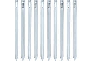 VIIRKUJA Piquets de sable de 35 cm | 10 piquets de tente extra longs en acier | Piquets en V extra larges (2 cm) et épais (1,5 mm) | Piquets pour le camping et les tentes , sardines de fixation
