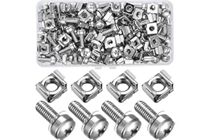 QXAYXA 110 Pcs/55 Set Rack Mount Cage Nuts and Screws Kit, M6x20mm Server Rack Screws and Cage Nuts, Mount Server Cabinets Bolts and Washers for Audio Shelves Cabinets