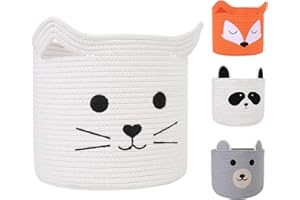 ACOHSY Panier Rangement Enfant 30x30 cm-Panier à Linge Pliable,Multifonction pour Jouets et Vêtements, Compatible avec Kallax-Léger et Pratique(Chat blanc)
