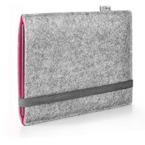 Stilbag E-Reader Tasche Für Kindle Oasis (9. Gen) - Wollfilz, Hellgrau, Mit Rosa Gummiband, Made In Germany