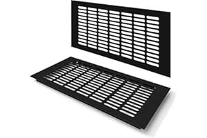 JESUSTREE Grille D’aération en Aluminium à Encastrer, Grille de Ventilation 400 x 200 mm Angulaire Extérieure Grille Aeration Reglable pour la Ventilation des Placards et des Chambres (2 Pièces/Noir)