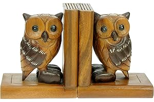 Namesakes® Serre-Livres en Bois Hibou - Cadeau Animal Original fabriqué à la Main - Accessoires décoratifs pour la Maison pour étagères ou Chambre d’Enfant - Coussinets antidérapants attachés.