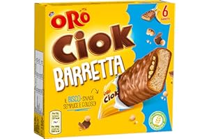 ORO SAIWA Oro Ciok Barretta, Biscotto Fragrante Coperto di Cioccolato al Latte e Ripieno di Riso Soffiato e Cacao, Merenda Semplice e Golosa, Fonte Naturale di Fibre, 162g (6 monoporzioni da 27g)