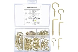 HMKESOTERIC 72 Pz Ganci a Vite per Legno: 38 Ganci Avvitabili Muro Metallo, 34 Ganci per Avvitare a Forma di L, Gancio Soffitto, Gancio con Vite Autofilettante, Gancio a Vite per Tazze Legno Soffitto Parete