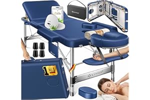 Kesser Camilla de masaje móvil plegable y regulable en 3 zonas, cama ancha de aluminio + 10 x almohadillas para la cara con reposacabezas y reposabrazos