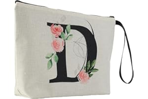 Blisswave Kosmetiktasche mit Namen, Personalisierte Kosmetiktasche von A Bis Z, Hochwertiger Metallreißverschluss, Exquisites Druckdesign, Gefüttert, Personalisierte Geschenke Frauen Mädchen (Beige)