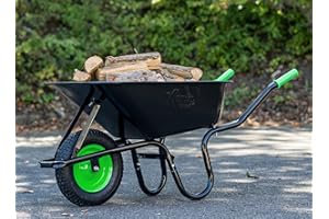 TIREX by xonic® Schubkarre mit Stahlfelge – Verzinkte Wanne bis 250kg/ 100l - Robuste Ausführung für Garten und BAU – Schieb-Karre mit Luftrad (Luftrad Neongrün-Schwarz)