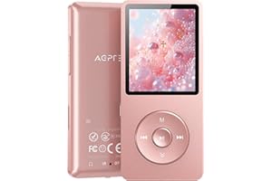 64Go Lecteur MP3 Bluetooth 5.3 AGPTEK Lecteur Musical avec Haut-Parleur et Bouton Volume Baladeur Portable sans Perte HiFi 70H Ultra-Longue Autonomie MP3 Sport avec Radio FM(sans Casque)-Or Rose