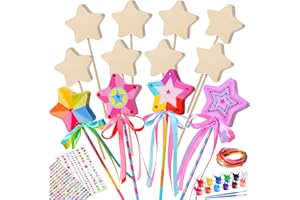 Atoylink 12 pcs Bricolage Baguette de Princesse Magique Baguette Magique Bois Kit Creatif Enfant Filles Cadeau Princesse Accessoire Fille Anniversaire Loisir Créatif Fille 3 4 5 6 7 8 9 10ans (B)