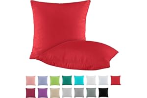 ‎BASATEX BaSaTex Doppelpack Baumwolle Renforcé Kissenbezug 80x80 cm | Kissenbezüge aus 100% Baumwolle | Kissenhüllen in Rot