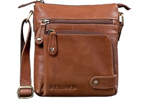 STILORD 'Cameron' Mariconera Hombre de Piel Bandolera Pequeño Bolso Mensajero Vintage Bolso Documentos DIN A5 para Tablet 8.4 Bolso Hombro de Cuero