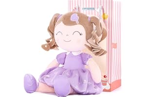 Gloveleya Baby Doll Gifts Plush Curly Girl Toys with Love 16" Purple Light Skin