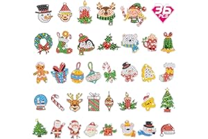 CAYUDEN Diamond Painting Aufkleber, 36pcs 5D Weihnachten Diamant Painting Bilder Kinder DIY Diamond Painting Kinder Weihnachten Diamant Malerei Aufkleber Kit für Mitgebsel Christmas Gastgeschenk