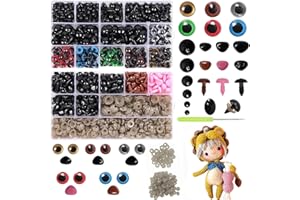 Shalwinn 915 Pezzi Occhi Sicurezza,Occhi per Pupazzi Occhietti per Amigurumi Kit, Colorati Plastica Occhietti Rondelle e Nasi per Amigurumi, Doll Making, Fantoccio