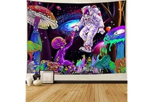 FENDROM Blacklight Astronaut Space Tapestry,Alien Mushroom Galaxy Universe Planet Glow in Dark Wall Hanging for Men, Boys and Teens Cool Poster Room Decor