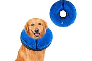 HONPRODU Collar Inflable para Perros, Collar Isabelino Ajustable para Gatos, Protección para la Recuperación de Heridas o Intervenciones Quirúrgicas en Mascotas, Que No Bloquea la Visión, Azul, M