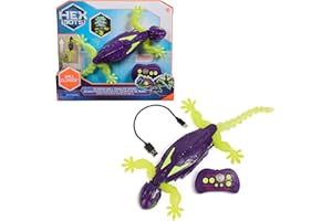 HEX BOTS - Gecko Radiocommandé Phosphorescent Qui Rampe sur Le Sol Et Les Murs - Lézard Télécommandé avec Yeux Lumineux - Pilotage Facile - Câble USB Inclus - Jouet Enfant 4 Ans et +