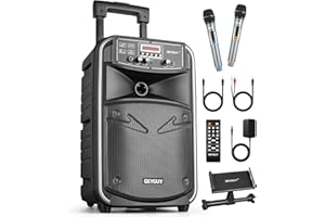 GEYGUY Cassa PA portatile Bluetooth con 2 microfoni senza fili per adulti e bambini, Altoparlante karaoke 8 pollici ricaricabile supporto TWS/Echo/FM/AUX in GTSK8-2
