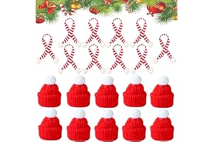 BAISHUWU 20 Stück Mini Weihnachtsmütze und Schal Set, M-ini-Strickmütze des Weihnachten, Kleine Weihnachtsmützen, Mi-NI Mützen Zum Basteln, für Weihnachten Weinflasche Abdeckung, Puppenhaus, Weihnachtsfeiern
