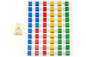 Waldfelsen Small Wooden Cubes 60 Wooden Cubes Made of Beech Wood in Four (Size: 8 mm)