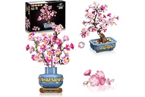 HOGOKIDS, set di bonsai con fiori di ciliegio, 2 in 1, pietre artificiali, decorazione per la casa, esposizione, creazioni con ciliegio, fiori botanici, giocattolo da costruzione, regalo di compleanno