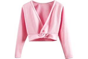 Mulnall Camicia Rosa a Maniche Lunghe per Ragazza, Tinta Unita, Sportivo, Scollo a Croce Incrociata, Regular L IT, Velluto 100%