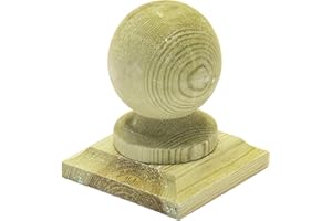 POSTSAVER Timber Wooden Fence Post Cap & Ball Finial 100x100mm – Fits 3x3" Square Posts – Tanalised Pressure Treated EU Wood with Overhang for Better Protection – (Green Stain)