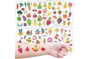 KADERAS 10 arkuszy tymczasowych brokatów, owoce brokatowe tatuaże dla dzieci chłopcy dziewczęta urodziny impreza prezenty