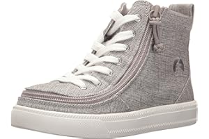 BILLY Footwear Kids Classic Lace High Sneakers for Toddler, Little, and Big Kids - Breathable Textile Lining, Padded Footbed, and Zipper Closure