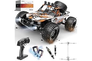 DEERC Remote Controlled Car 1:10 Scale for Adults & Boys, 48 km/h 4X4 Hobby RC Monster Truck with Lights, 2 Batteries for 30 Mins Fun, 2.4 GHz All Terrain RC Car