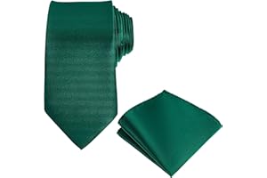 Dimeho Krawat i poszetka zestawy męskie jednolity kolor krawat i chusteczka dla mężczyzn jednolity satynowy tkany barwiony kolor formalny ślub przyjęcie formalne biznesowe, ZIELONY, Rozmiar