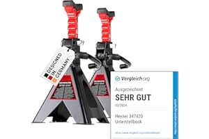 ‎HEYNER HEYNER® Unterstellbock 2er Set mit Gummiauflage Hubhöhe 300-444 mm TÜV/GS Traglast 2t Stützbock Stützfuß 10-Fach Höhenverstellbar Auto