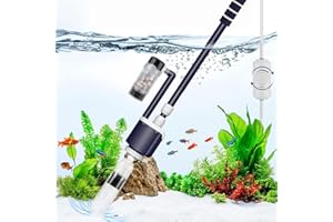 AQQA Odkurzacz do akwarium, DC 2300 l/h, regulowany przepływ wody, elektryczny odkurzacz mulmowy, do akwarium, 32 W, elektryczny odkurzacz mulmowy z potrójną filtracją do wymiany wody, czyszczenie
