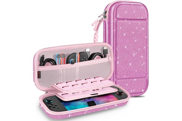FINTIE Funda Transporte Compatible con Switch 2 (2025) | Funda de Transporte con 20 Soportes para Tarjetas de Juego y Correa para la Consola y Sus Accesorios, Violeta Brilliante