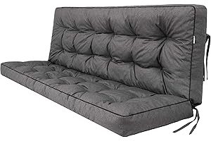 ‎BJIRD Bjird Bankauflage für Gartenbank, Auflage für Gartenmöbel, Polsterauflage für Hollywoodschaukel, Gartenschaukelkissen, Sitzkissen und Rückenkissen, inkl. 2 Seitenkissen, 100 x 50 x 56 cm - anthrazit