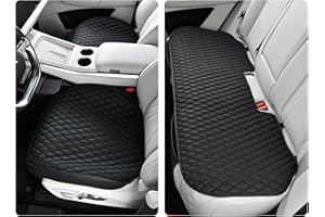 POKSRI car seat Cover,Leather bottom black Cushion,Universal Vehicle SUV Cover,Car Seat Protector Waterproof,Anti-Slip(full set)