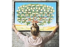 Joyivike Ahnentafel 6 Generationen Familiengeschichte Ahnentafel Stammbaum Leinwand Zum Ausfüllen, Stammbaum Diagramm, 40x60cm, Geschenke Für Kinder, Um Ihre Familie Kennenzulernen