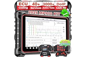 Autel MaxiPRO MP900 KIT Diagnosis Coche, 2025 Más Reciente MP900E MP900E KIT, MP808BT PRO KIT, MP808S KIT, Codifica ECU & Bidireccional como MS906 PRO MP900BT, 11 Cables OBD1, 40+ Reinicio, 150+ Marca
