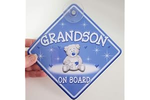 JUST THE OCCASION Teddy Cloud Grandson Non Personalised Novelty Baby on Board Car Window Sign