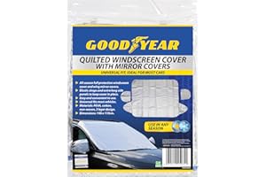 Goodyear Quilted Car Windscreen Cover | Wing Mirror Covers | Heavy Duty Windproof | Protect from Snow Frost Freezing Windshield | Universal Fit