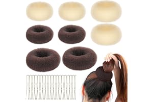 Bettinay 28PCS Brown Beige Hair Bun Donut Sets, 8 Hair Doughnuts for Buns with 20 Hair Pins, Donuts Maker for Dancer Ballerina