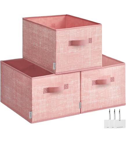Mangata scatole per Armadio Grande, contenitori per Armadio, Cesto portaoggetti Pieghevole con Manici per Vestiti, Asciugamani, Giocattoli (Pieghevoli, Set di 3, Bianco Kaki Chiaro