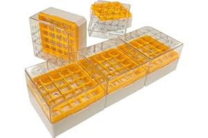 MUHWA Portalampada in policarbonato CryoBox, 75 mm di lunghezza x 75 mm di larghezza x 52 mm di altezza, 5 x 5 matrici, 25 posti (confezione da 5) (giallo)