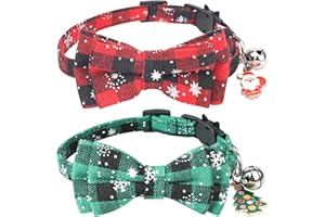 JUPSK 2 szt. obroża dla zwierząt domowych, obroża dla kota w stylu kraty z małym dzwonkiem i świątecznym wzorem kreskówkowym obroża regulowana ochrona przed zgubieniem kołnierz akcesoria dla zwierząt domowych odpowiednie dla szczeniaków i kociąt