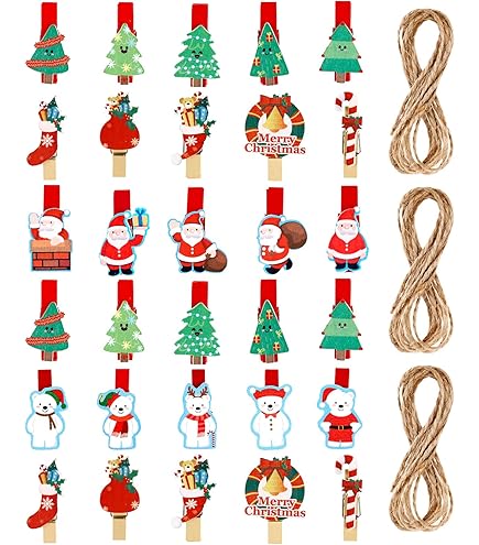 Rood Hout Wasknijpers,ilauke 50 Stks Kerst Houten Sneeuwvlok Wasknijpers Craft Clips Mini Foto Papier Pinnen Voor Kerst,Klein Decoratieklemmen,Mini Wasknijpers Kleine Knijpers voor Kerstdecoratie