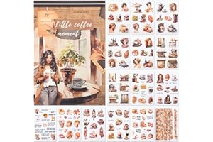 NOTIONSLAND 20 Blatt Scrapbook Stickers Book, 100+ Journaling Aufkleber für Scrapbooking Supplies, PET Ästhetische Vintage Aufkleber für Scrapbooking