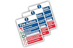 STCKY.CO Stcky Fire Action Notice Sign (Pack of 3) - 20 x 15 cm Premium Vinyl Sticker Fire Signs | Fire Signage- Durable, Self Adhesive, UV resistant & Waterproof Health and Safety signs