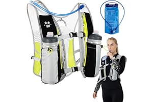 G.B & Mayfair ® Zaino idrico leggero da 5 litri + 1 sacca d'acqua da 2 litri e 2 bottiglie d'acqua da 550 ml, senza BPA, per corsa, escursionismo, ciclismo, tasche con cerniera per cellulare/carte di